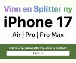 Vinn Elkjøp gavekort på KR 10.000 Vinn splitter ny iPhone 17 (Air, Pro eller Pro Max)